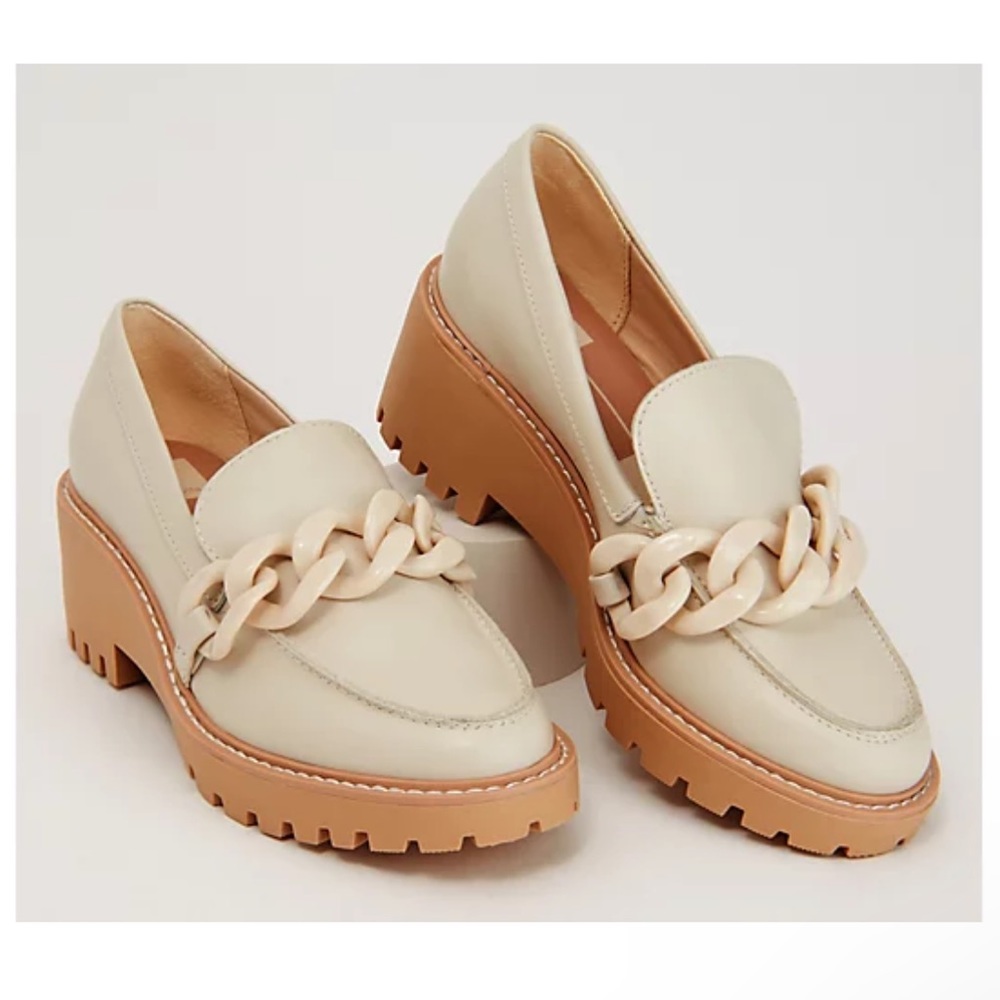 Dolce Vita Lug Sole Chain Detail Leather Loafers - Haris